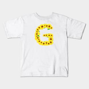 Sunflowers Initial Letter G (White Background) Kids T-Shirt